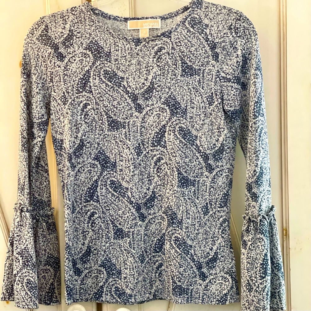 Michael Kors Paisley Print Shirt Top Size XS , 3/4 Bell Sleeve Pre-owned